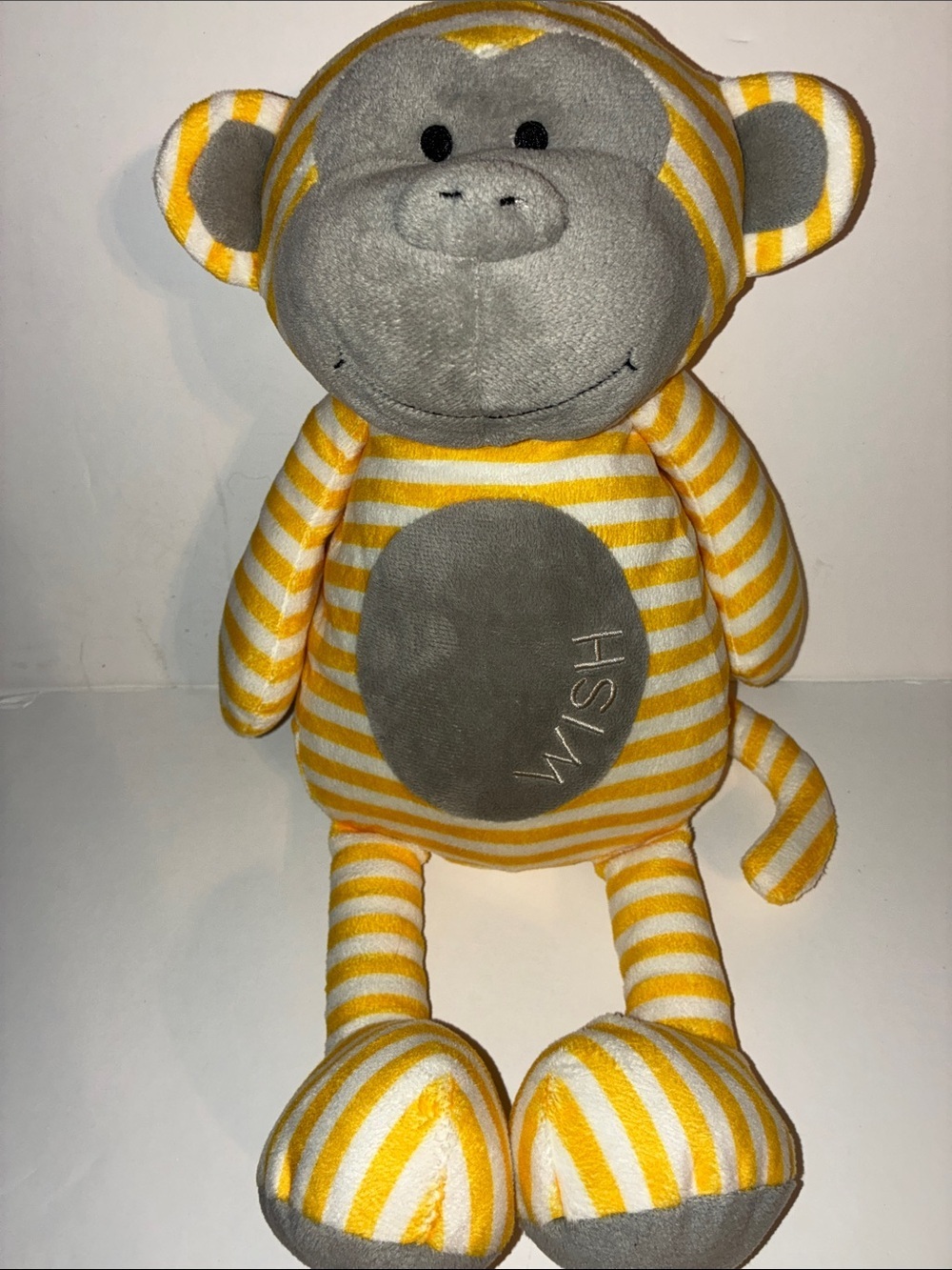 Bella Tunno Poetic Plush Wish Monkey, Yellow Striped Stuffed Monkey